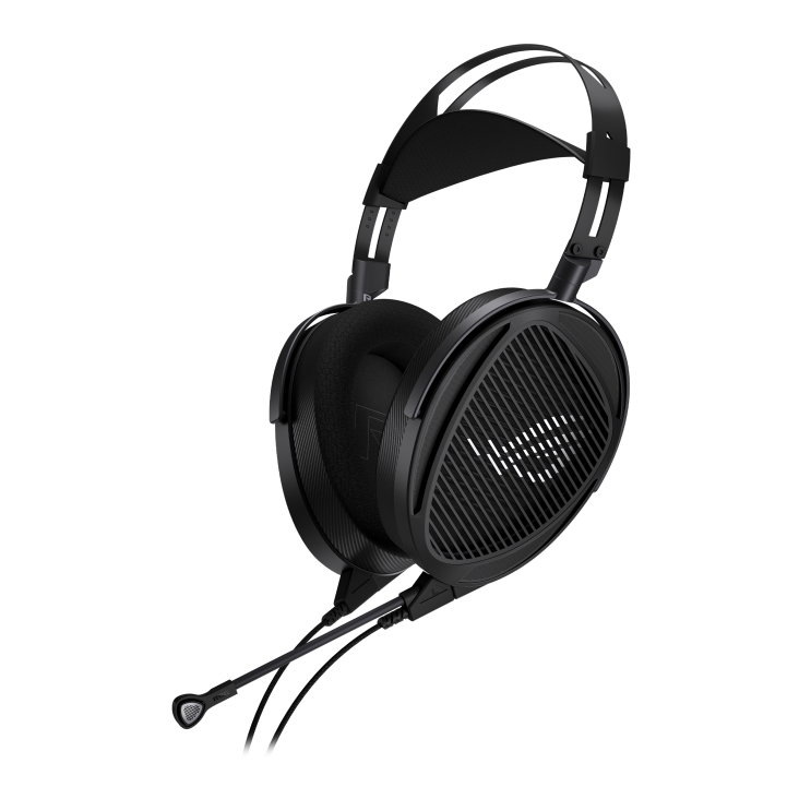 ASUS ROG Kithara wired gaming headset - three-quarter front view with the boom microphone