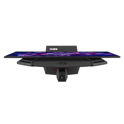 ASUS ROG Strix OLED XG27ACDNG gaming monitor, top view showing the ROG lighting on the back