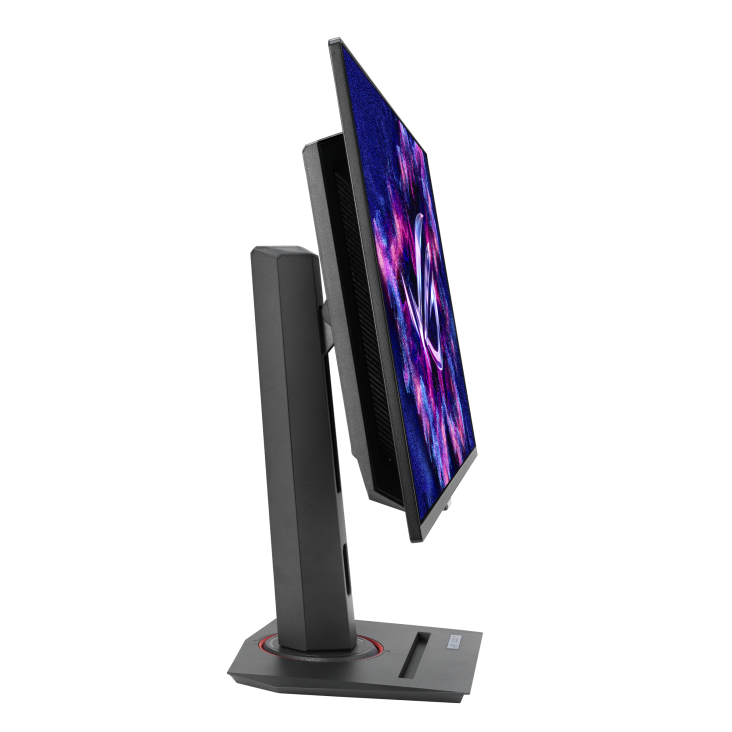 ASUS ROG Strix OLED XG27ACDNG gaming monitor, side profile with the screen on