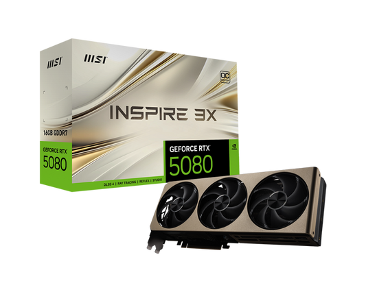 MSI GeForce RTX 5080 16GB Inspire 3X OC GDDR7 Graphics Card
