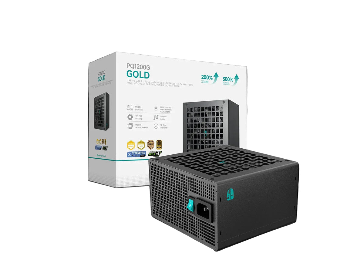 DeepCool PQ1200G 1200W 80+ Gold ATX 3.1 PCIe 5.1 Fully Modular Power Supply - Black