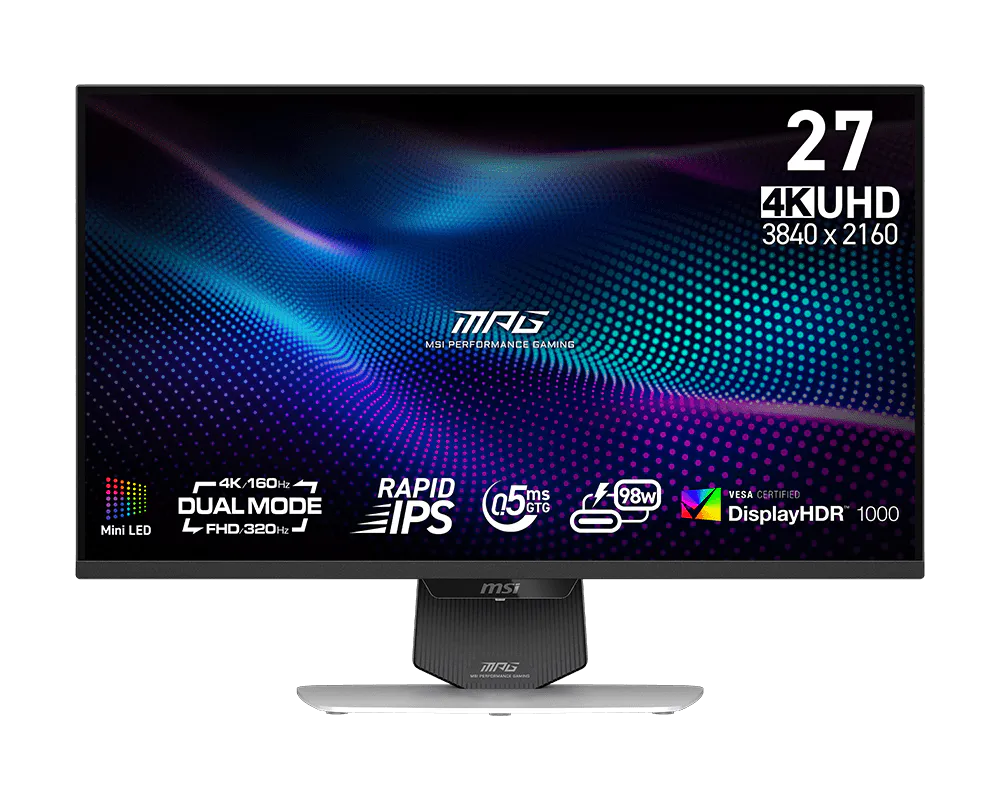 MSI MPG 274URDFW E16M 27" UHD 160Hz / FHD 320Hz Dual Mode Mini-Led Gaming Monitor