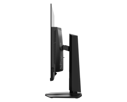 MSI MPG 322UR QD-OLED X24 gaming monitor, side profile showing the slim panel
