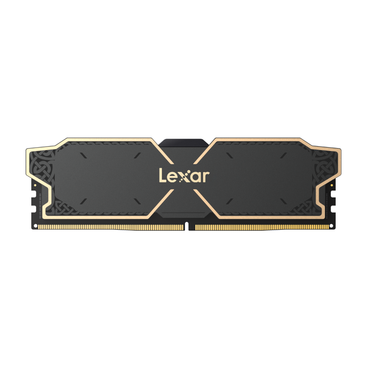 Lexar Thor OC DDR5 module front view, black aluminium heatsink