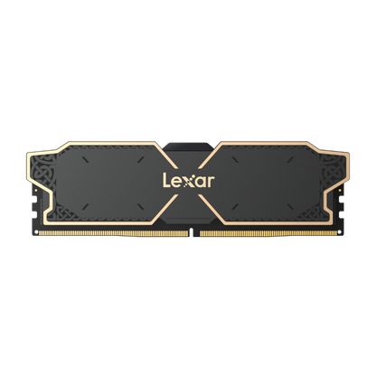 Lexar Thor OC DDR5 module front view, black aluminium heatsink