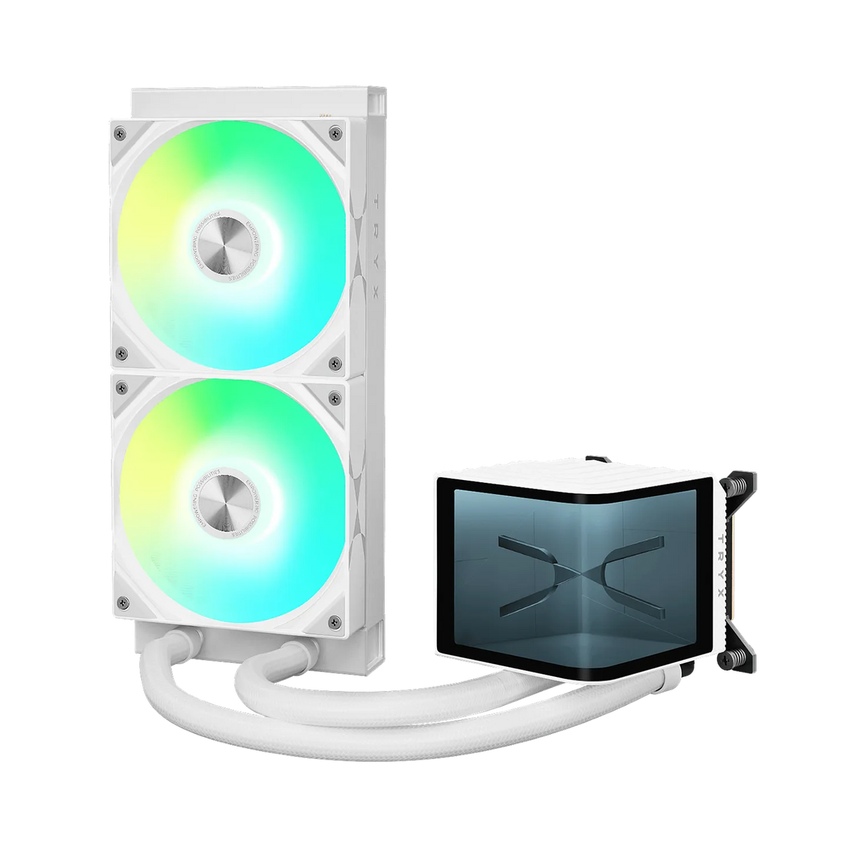 TRYX PANORAMA 240 ARGB White - vertical radiator and pump block with screen