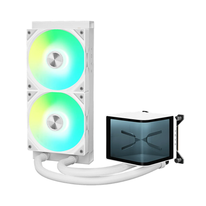 TRYX PANORAMA 240 ARGB White - vertical radiator and pump block with screen